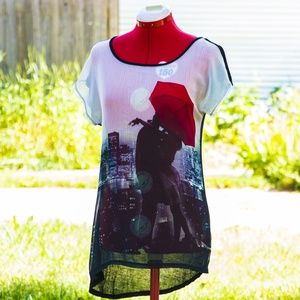 "Lovers" sheer graphic top